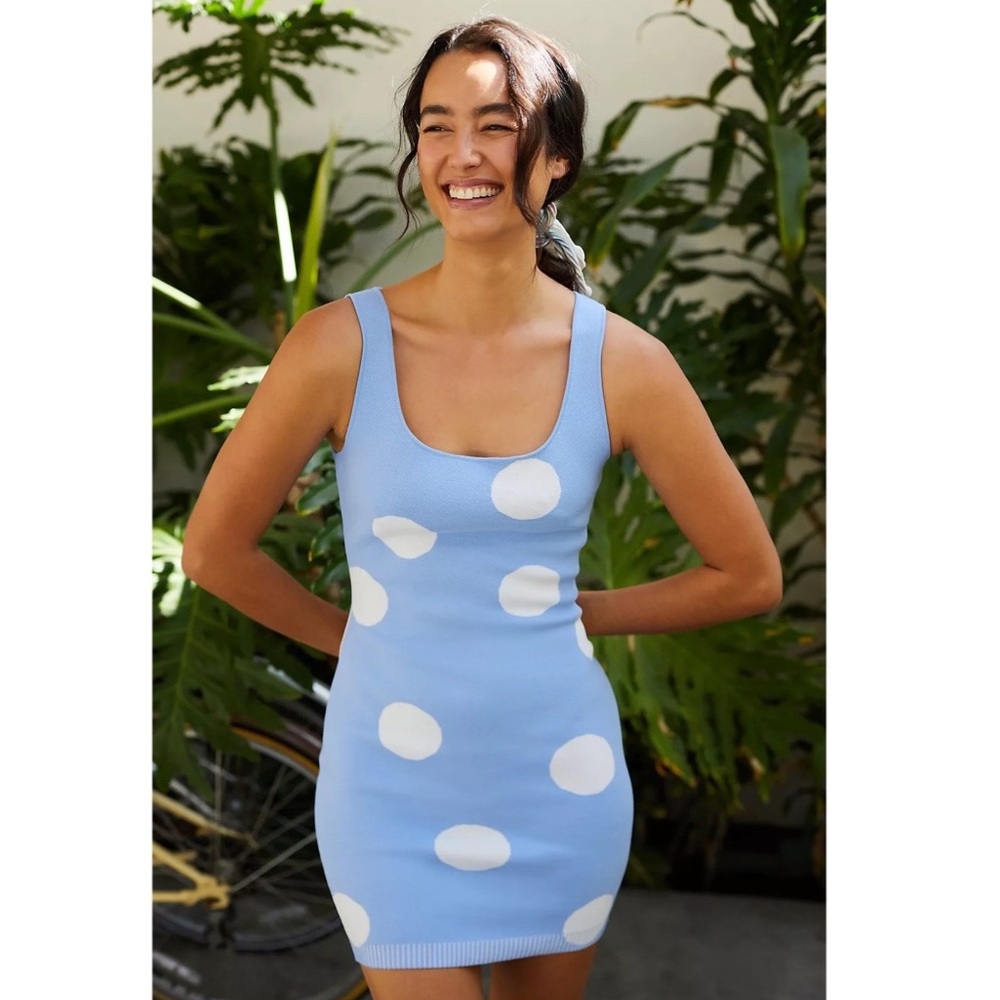 Year Of Ours NWT Beverly Drive Dress Blue Polka Dot Size Small